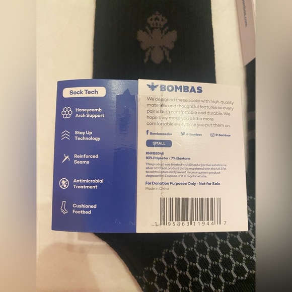 Bombas 2 Pairs Unisex Black Socks Size Small - Picture 4 of 8